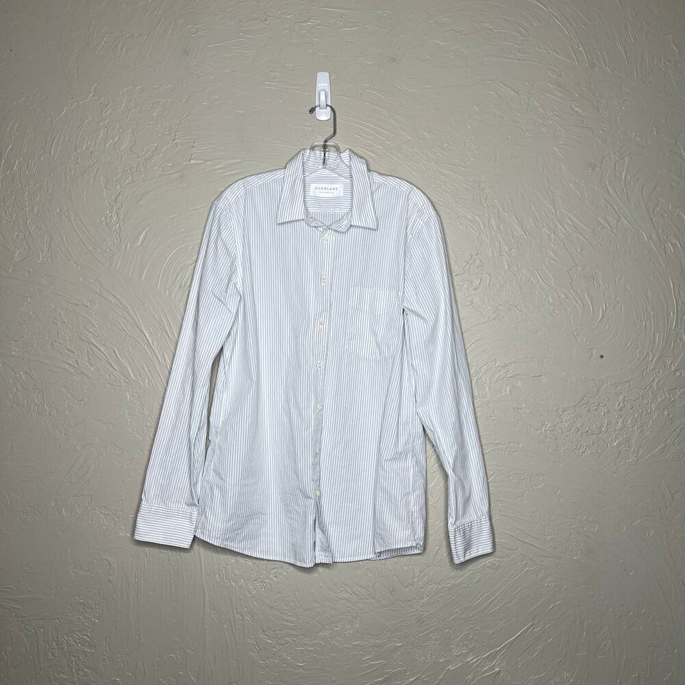 Everlane Mens XL Blue White Stripe Long Sleeve Button-Down Shirt